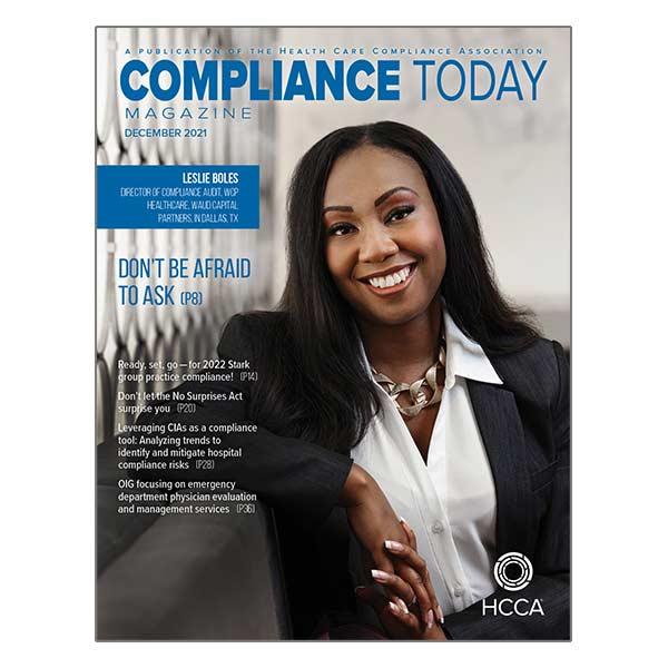 December 2021 Compliance Today magazine 