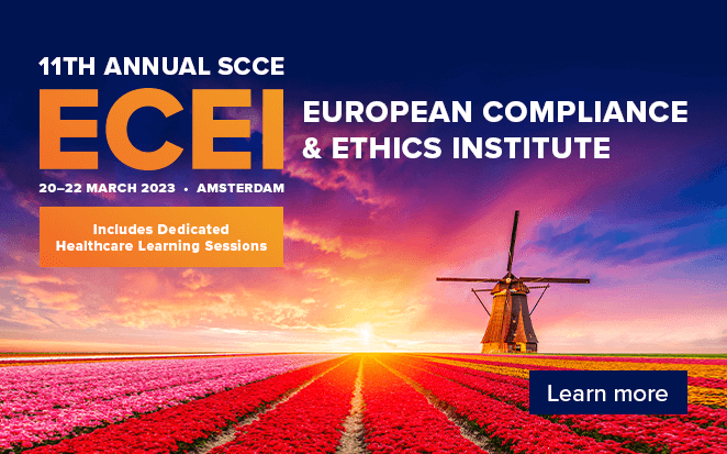11th Annual SCCE ECEI | European Compliance & Ethics Institute | 20-22 March 23 | Amsterdam | Includes dedicated healthcare learning sessions | Learn more