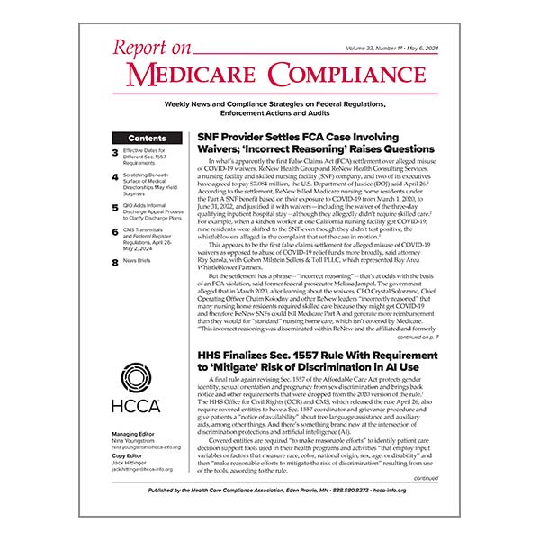 Report on Medicare Compliance Newsletter | Learn more and subscribe